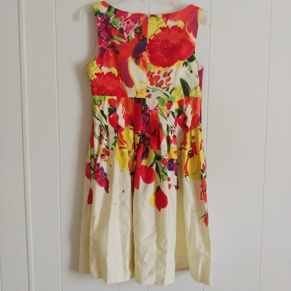 Eliza J Floral Print Fit & Flare Dress, Size 6 Zip up Multi Colored - Picture 4 of 9